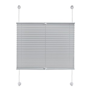 Graues GARDINIA Plissee Vacufix 70x130 cm mit Saugnäpfen für werkzeuglose Montage. Bietet Tageslicht-Sichtschutz ohne Bohren.
