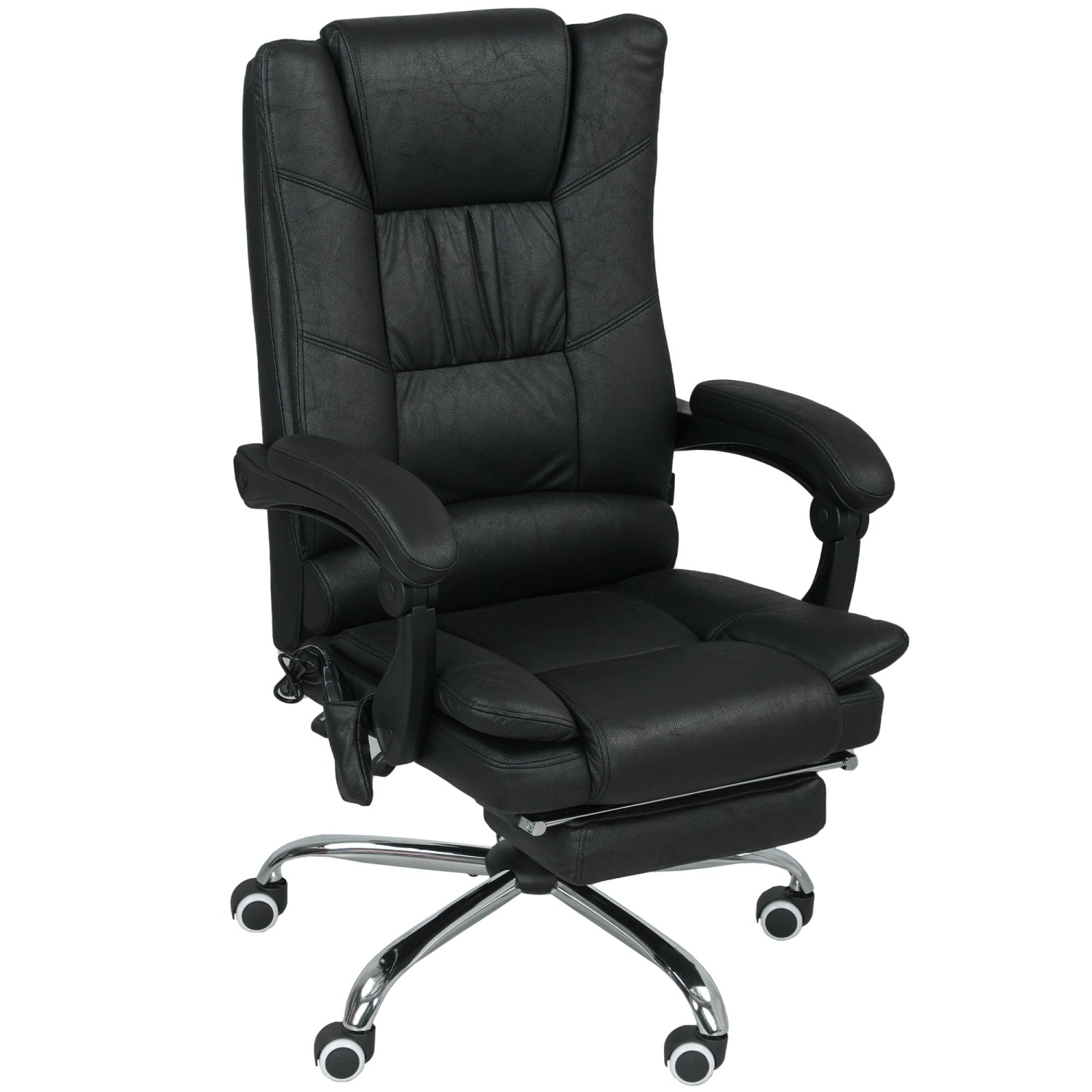 Vinsetto Massage-Bürostuhl Mikrofaser 64L x 70B x 110-118H cm Schwarz günstig online kaufen