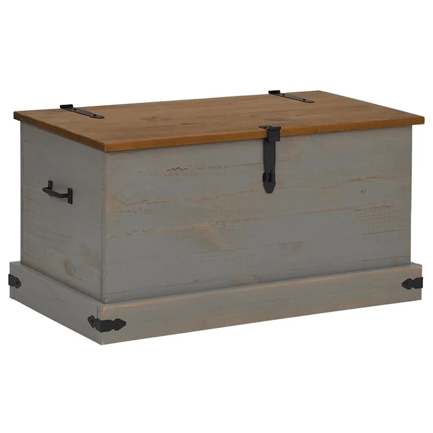 vidaXL Truhe HALDEN Grau 91x48x47 cm Massivholz Kiefer 4018403