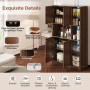 Merax Küchenschrank 180x105x40 cm LED Steckdosen Bücherregal Vitrine_8