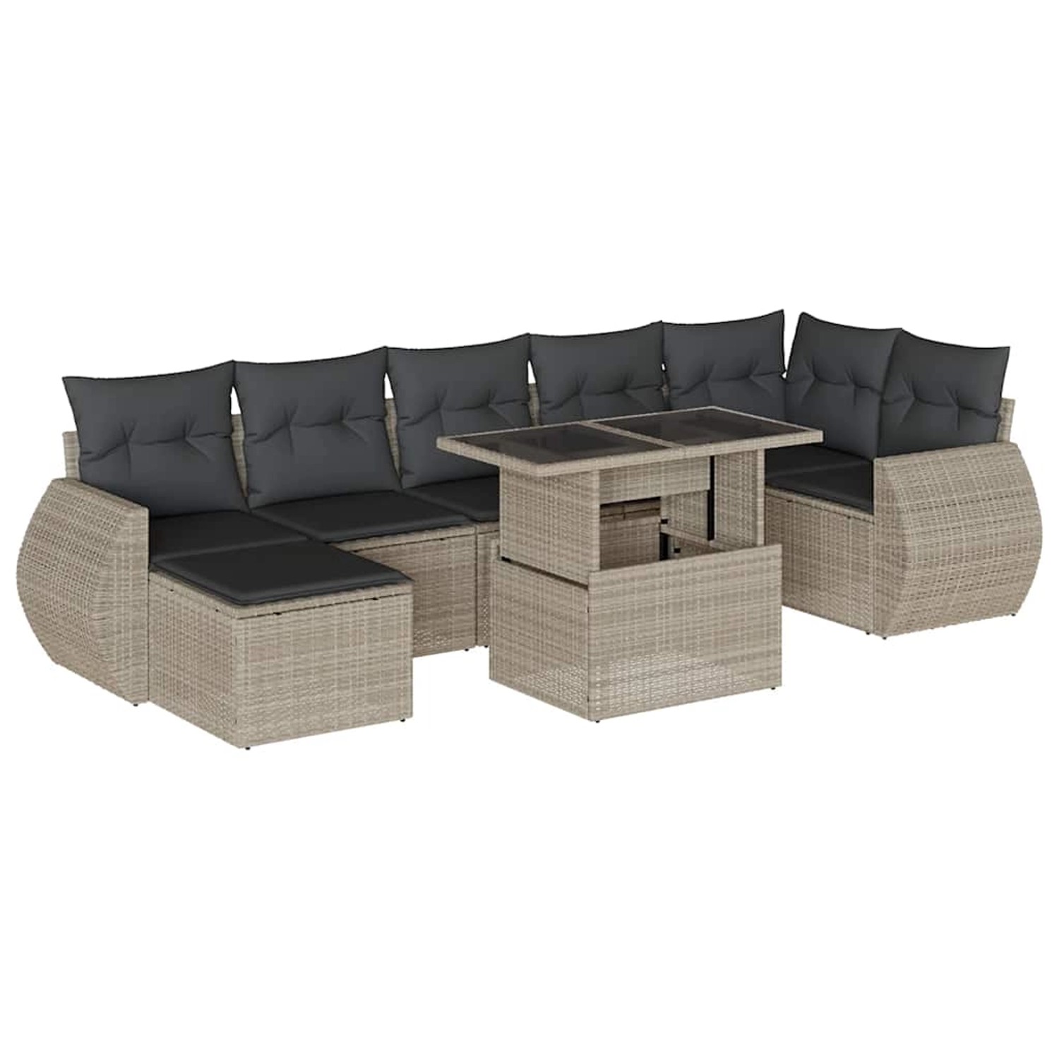 vidaXL 8-Tlg Garten-Sofagarnitur mit Kissen Hellgrau Poly Rattan 3268692 günstig online kaufen