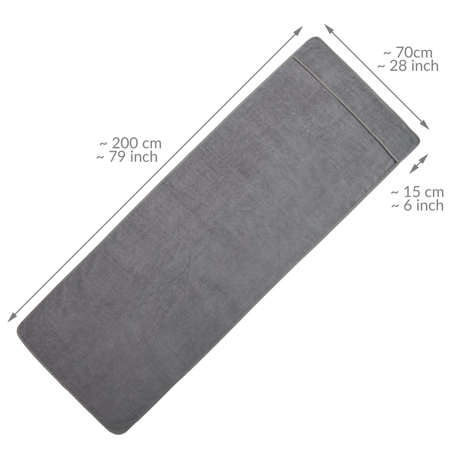 Graues Beautissu Marbella Handtuch (200x70cm) mit Kapuze für Liegen.