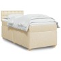 Cremefarbenes vidaXL Boxspringbett (90x190 cm) mit Matratze und Stoffbezug.