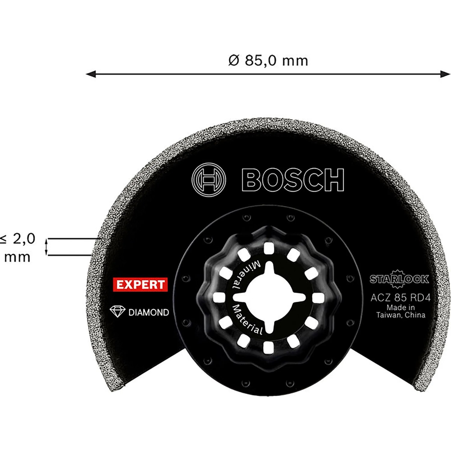 Bosch Expert ACZ 85 RD4 Fugensegmentblatt für Multifunktionswerkzeuge, Diamant-Technologie, schwarz.