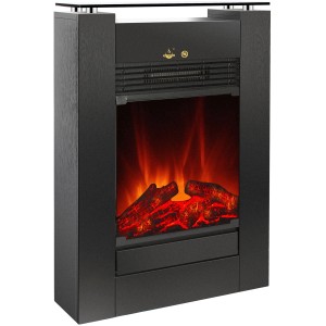 EL Fuego Elektrokamin Tessin Schwarz mit Heizung und dimmbaren Flammen.