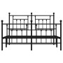 Schwarzes Metall Bettgestell 150x200 cm mit Kopf- und Fußteil für Schlafzimmer.