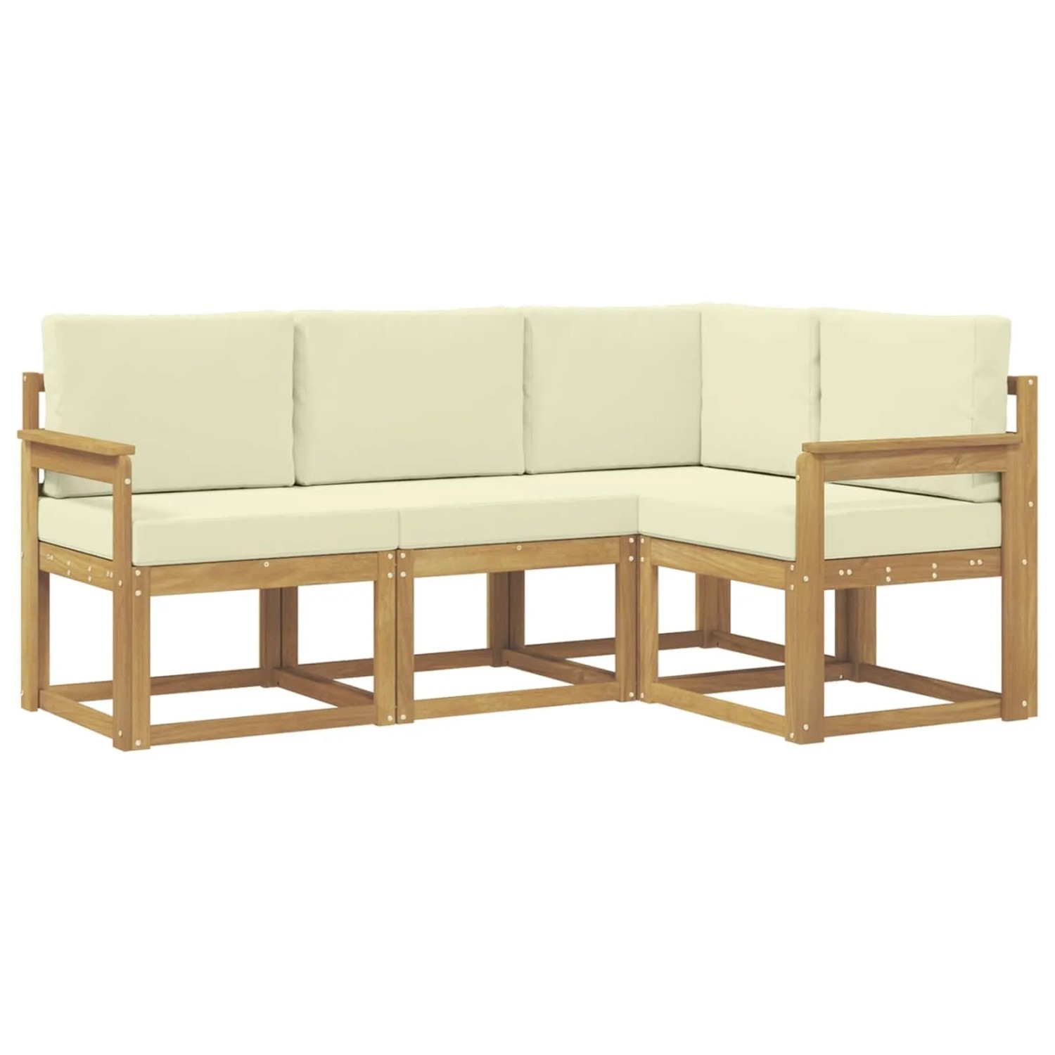 vidaXL Outdoor-Sofagarnitur mit Kissen 4-Tlg Weiß und Creme 3387549