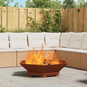 vidaXL Feuerstelle Braun 100 x 100 x 28 cm Wetterfeststahl 858999