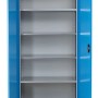 Offener, hellblau-grauer PROREGAL Stahlschrank mit 4 Fachböden. Aktenschrank für Büro und Homeoffice.