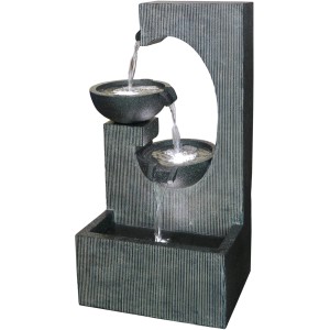 Silex Kunststeinbrunnen Vigo mit LED-Beleuchtung, ein dekorativer Gartenbrunnen aus Polyresin.