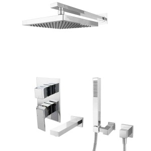 PaulGurkes Unterputz Wannen Set mit Regendusche, verchromt.