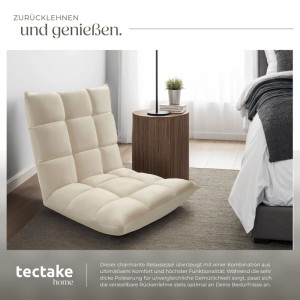 Tectake Relaxsessel  Snooze  2 In 1 Als Sessel Oder Liege  Gepolstert  Mit Samtbezug 14 Fach Verstellbare Rückenlehne  108 x 57 x 13 50 cm Beige