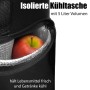 Detailaufnahme Kühlfach (5L) im BigDean Einkaufstrolley mit Apfel.