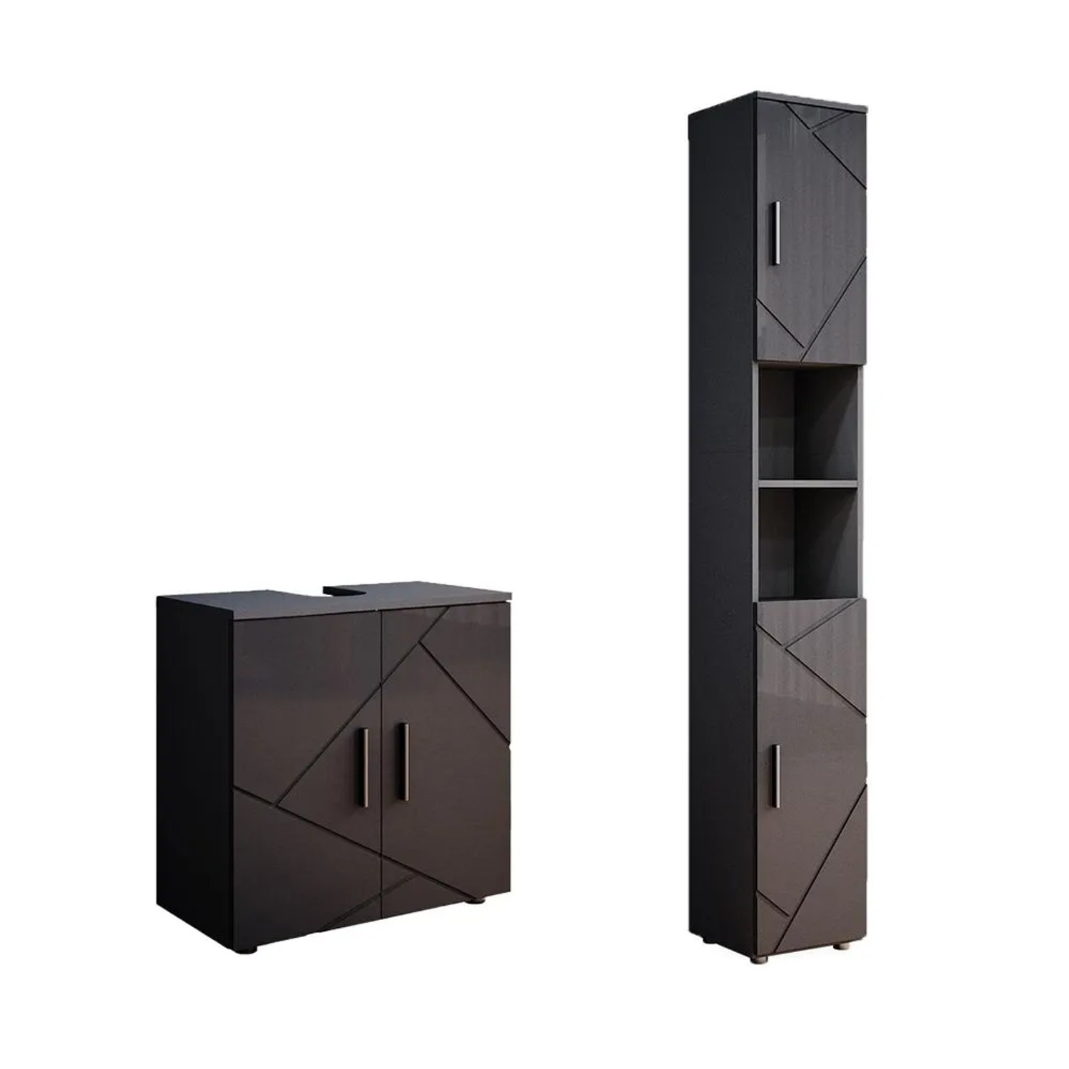 Vicco Badmöbel-Set Irma Anthrazit Hochglanz 60 x 59 2-teilig