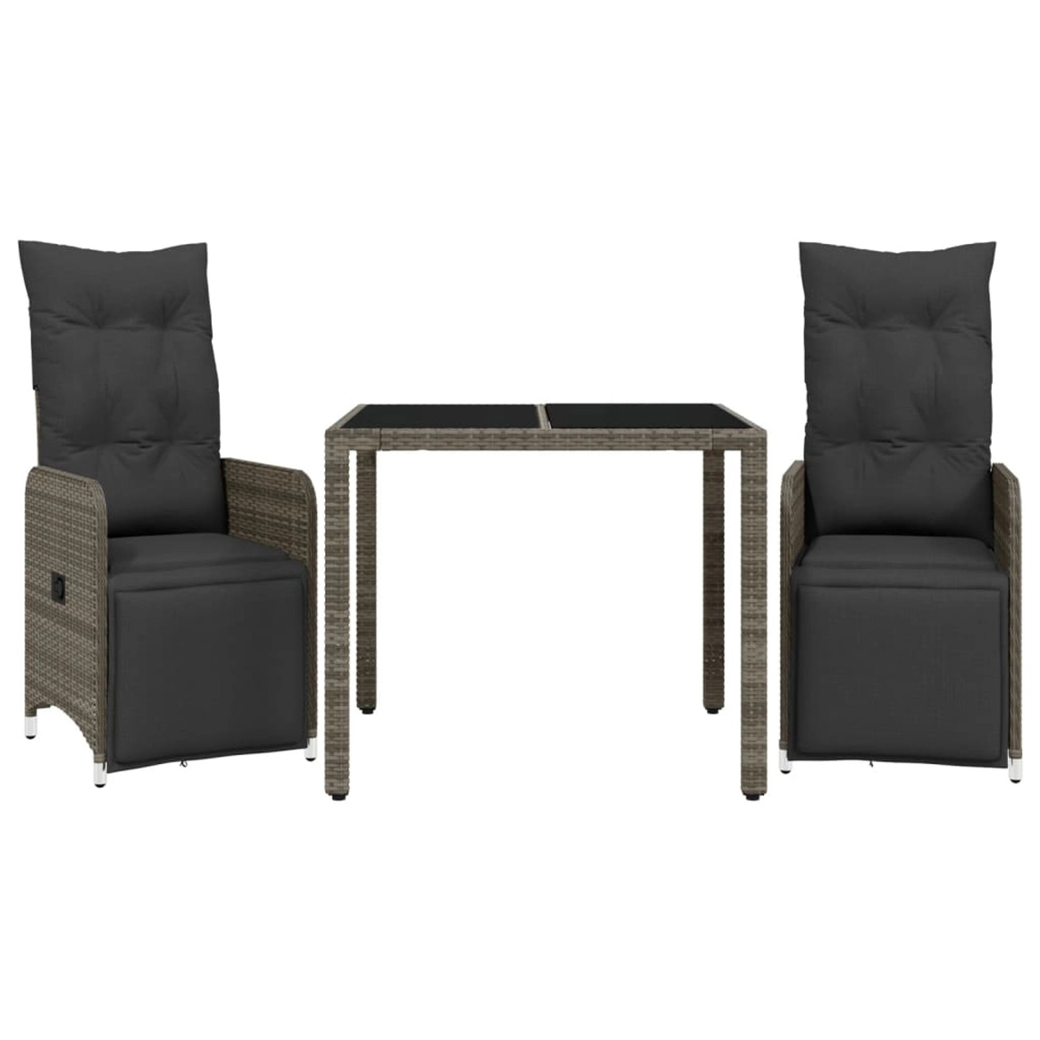 vidaXL 3-tlg Garten-Bistro-Set mit Kissen Grau Poly Rattan Modell 7