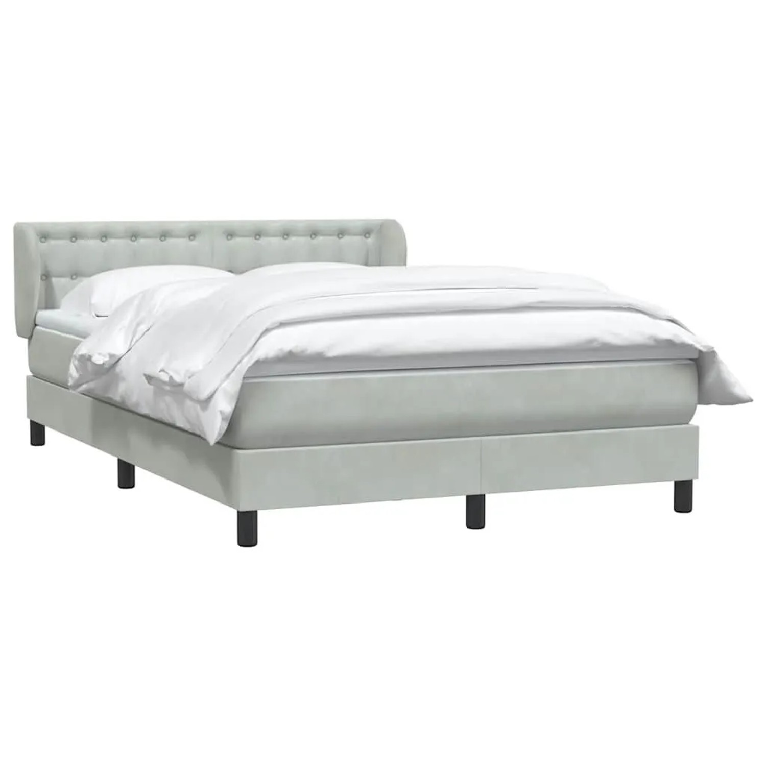 vidaXL Boxspringbett mit Matratze Hellgrau 160x210 cm Samt 3317865