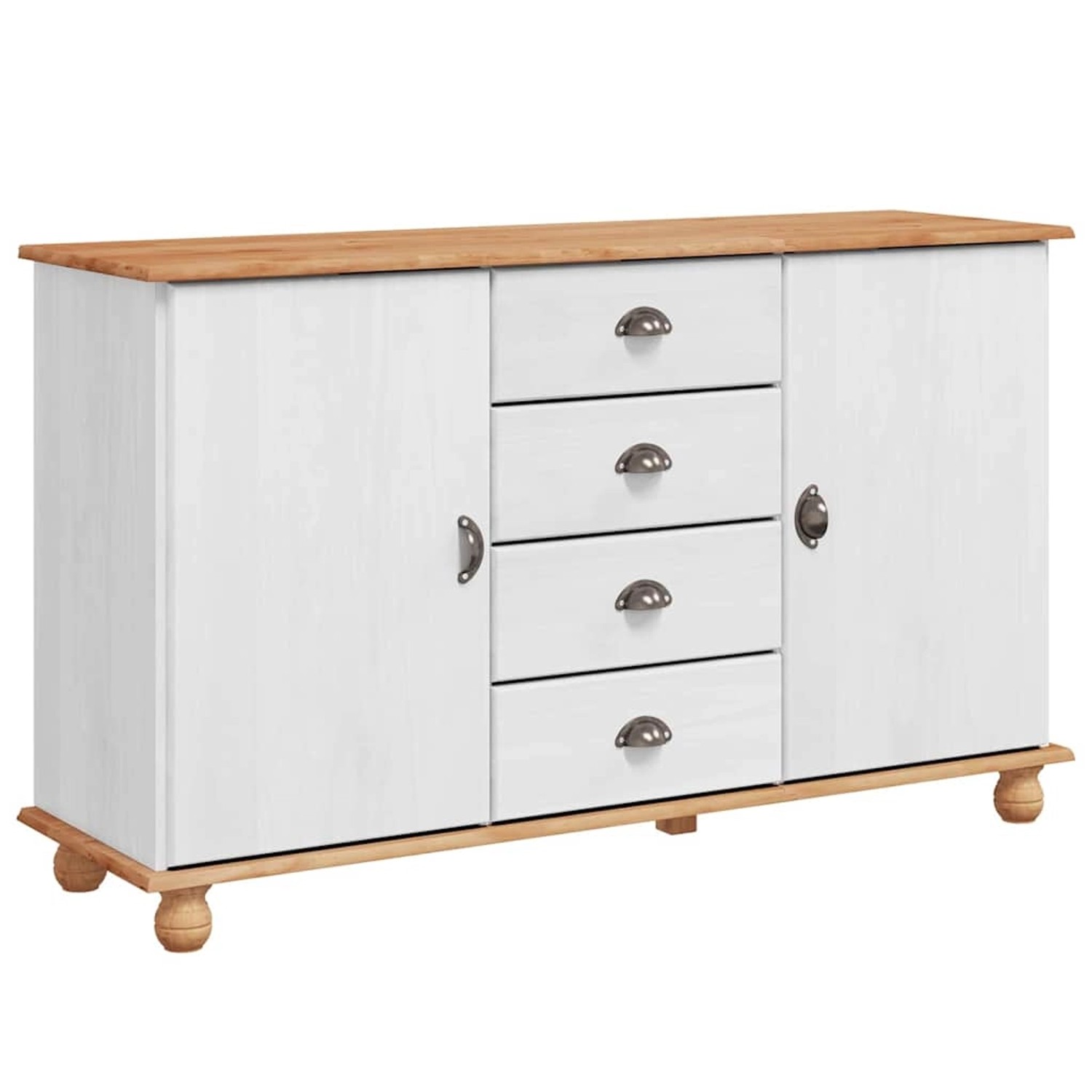 vidaXL Sideboard ASKIM Weiß 133,5 x 40 x 79 cm Massivholz Kiefer 4105432 günstig online kaufen