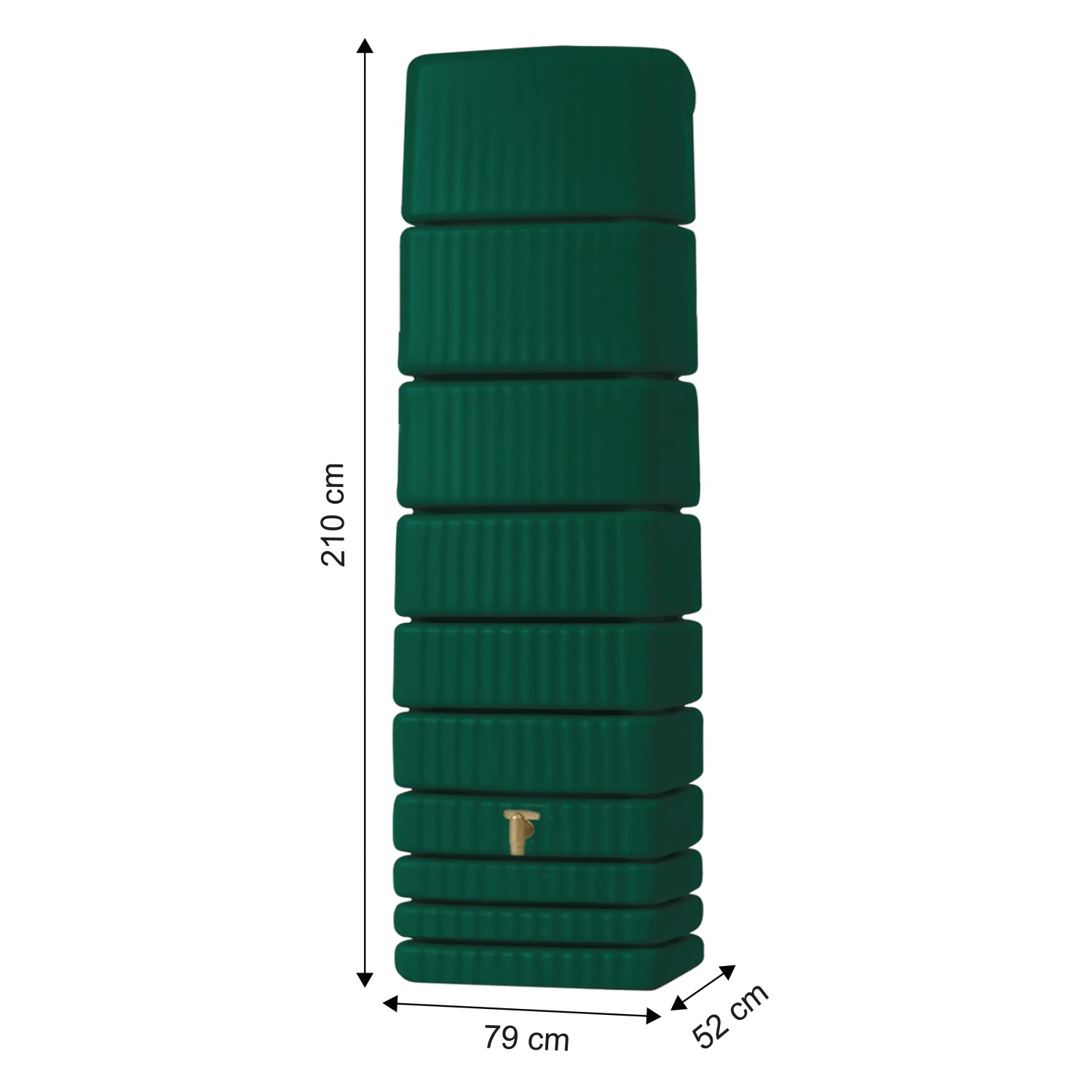 4rain Slim Regenwassertank, 650 l, grün, mit Zubehör. Schlankes Design für die Wandmontage.