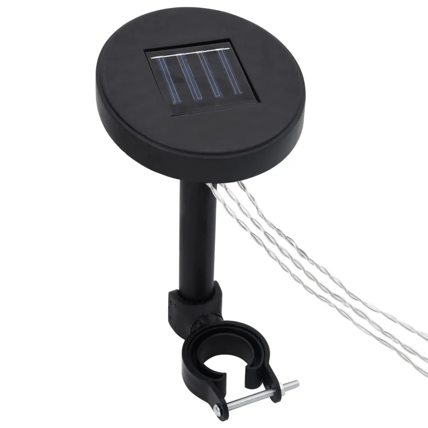 Detailaufnahme der Solarpanel-Einheit für die LED-Lichterkette des vidaXL Pavillons, Anthrazit.