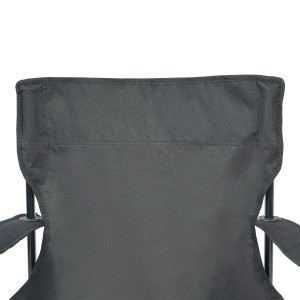 Schwarzer 24Move Campingstuhl, Faltstuhl mit Getränkehalter, max. 100kg, Rückansicht.