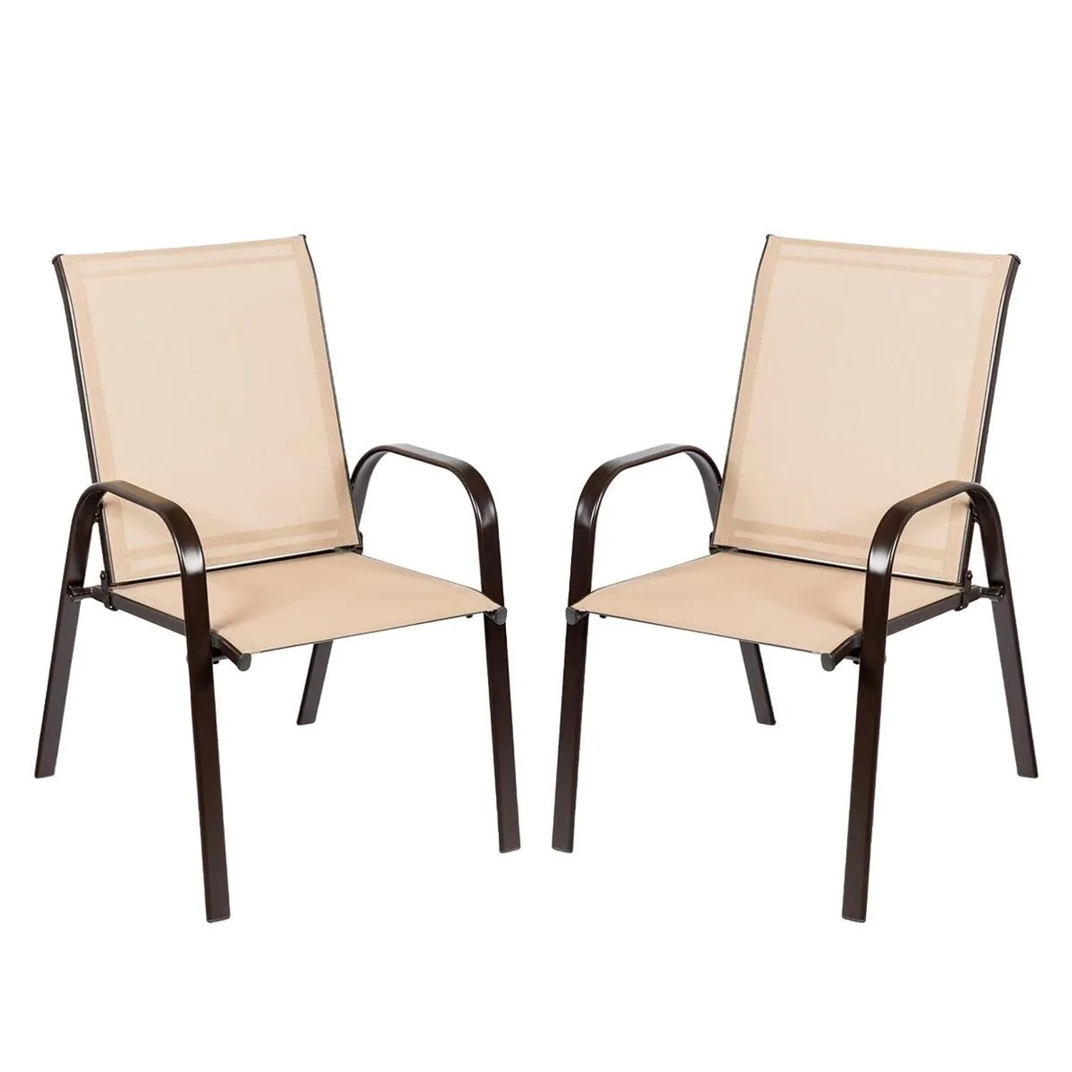 Costway 2er Set Gartenstühle Terrassenstühle Bis 200 kg Belastbar Beige