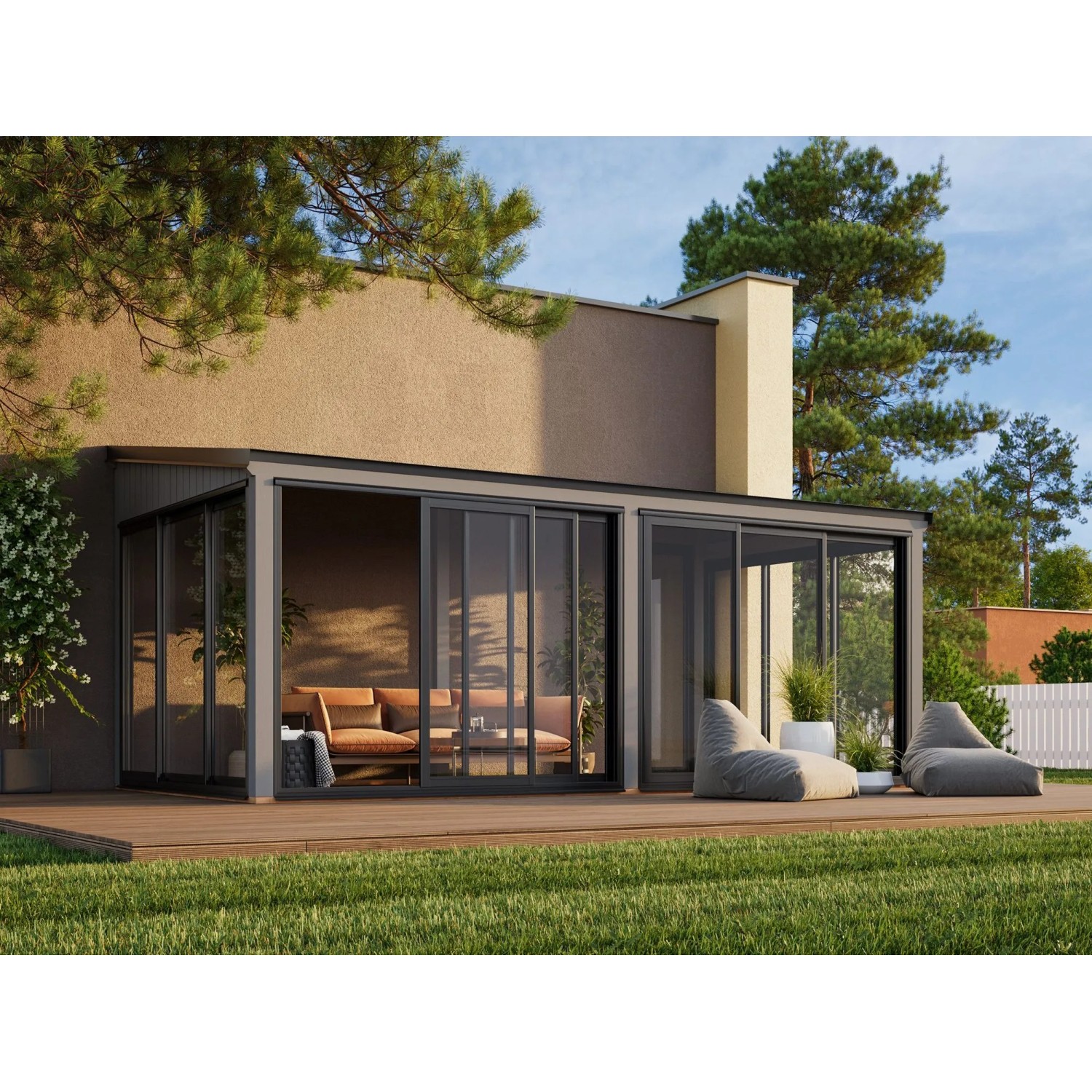 Palmako Holz-Gartenhaus Lumi Slide Pultdach Lackiert 582 cm x 297 cm 16,2 m²