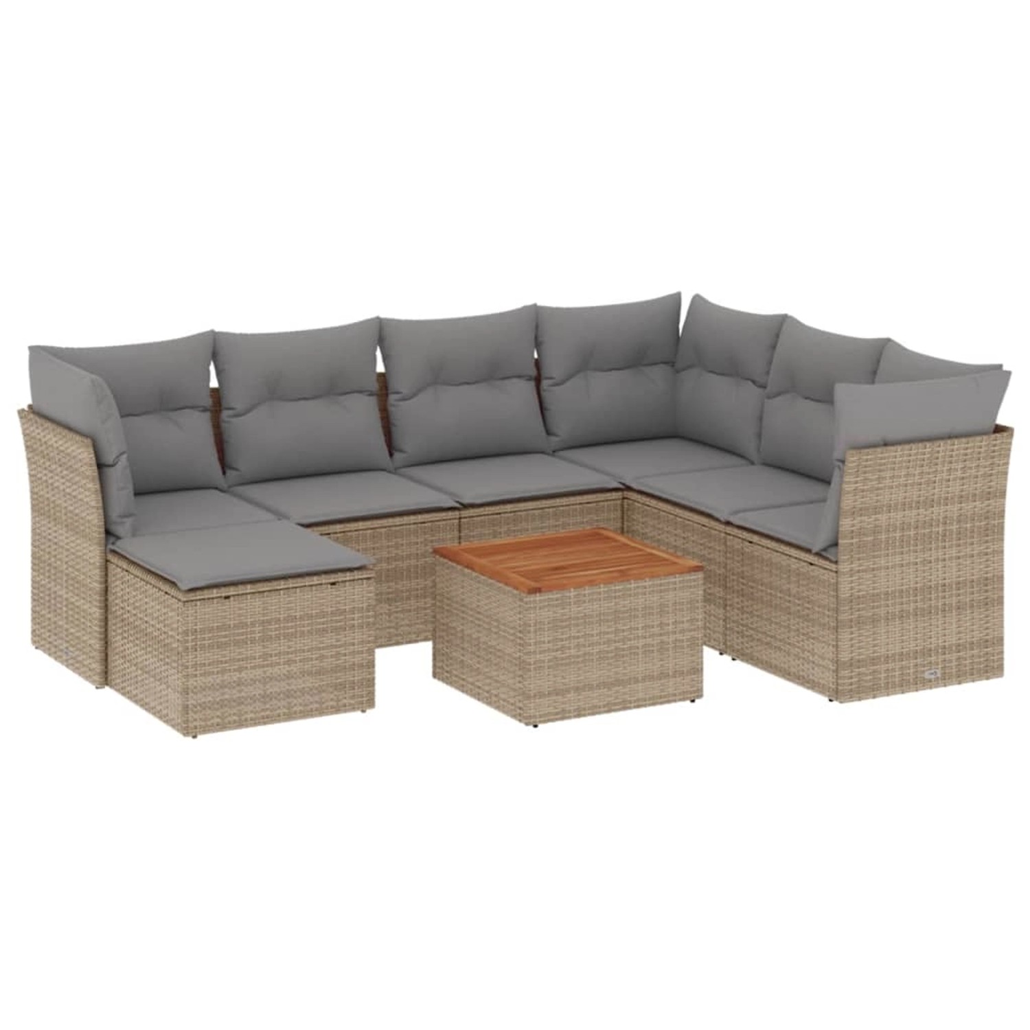 vidaXL 8-Tlg Garten-Sofagarnitur mit Kissen Beige Poly Rattan 3256094