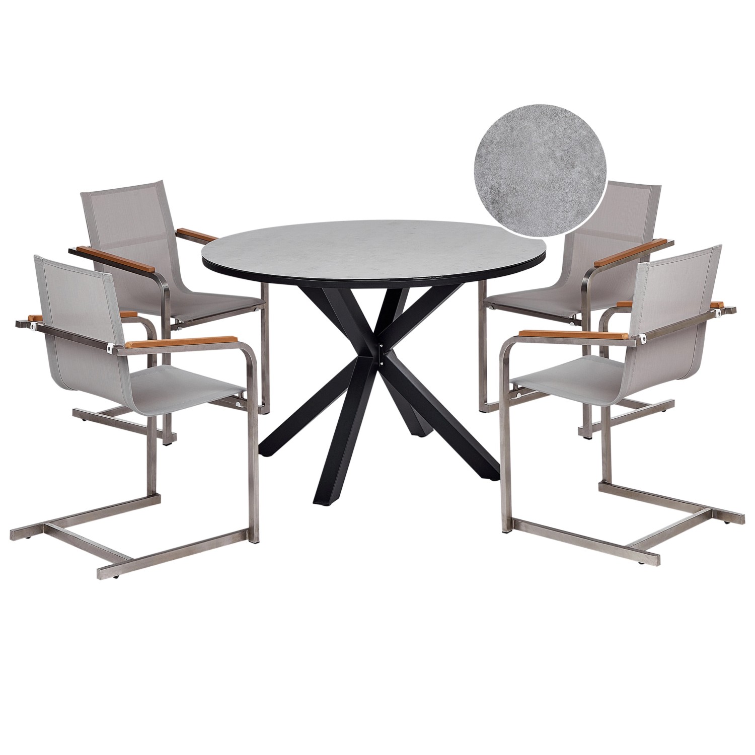 Beliani Gartentisch Set MALETTO/COSOLETO Grau Silber günstig online kaufen