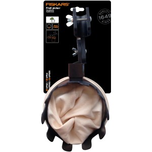 Fiskars Obstpflücker für Schneidgiraffen, Aufsatz mit Stoffbeutel für die Ernte.