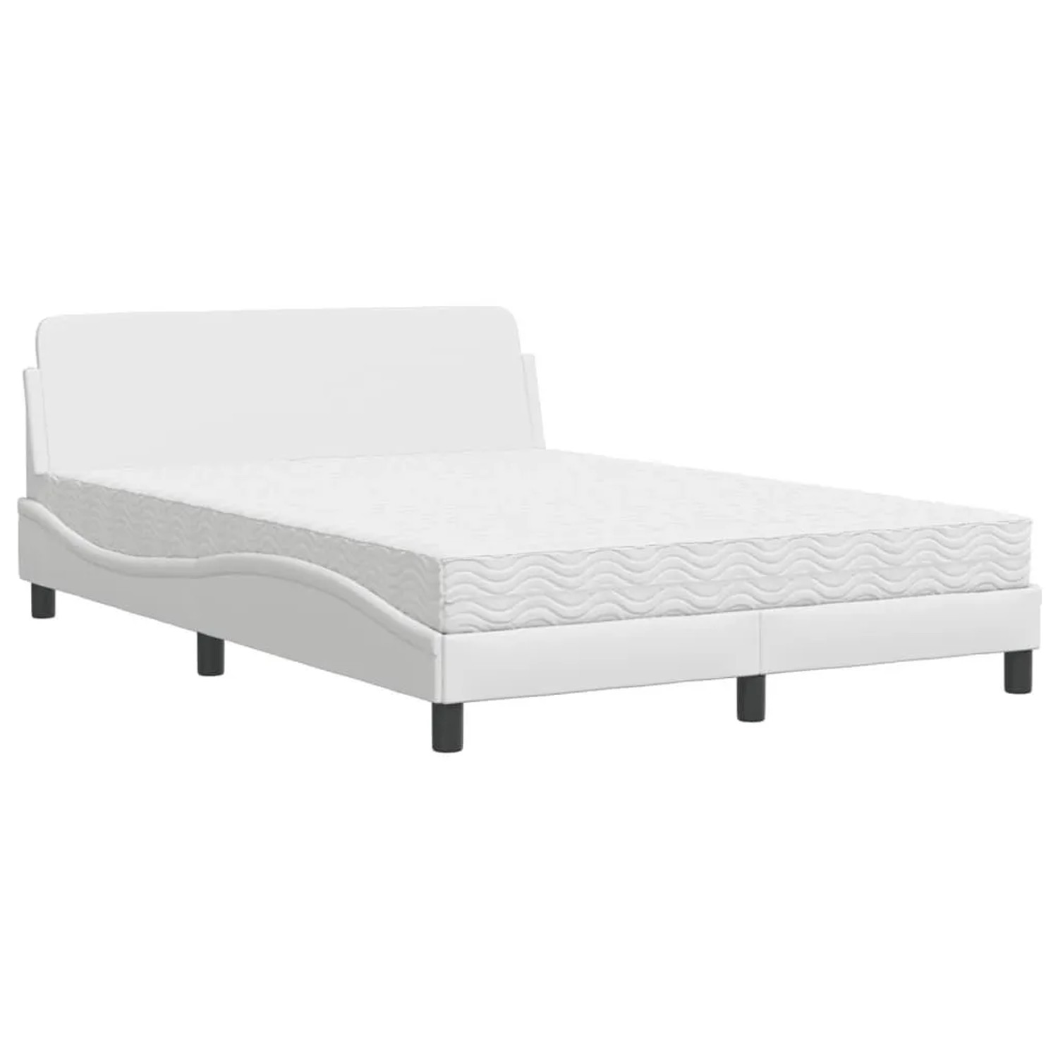 vidaXL Bett mit Matratze Dover Weiß 140x190 cm Kunstleder 3208398