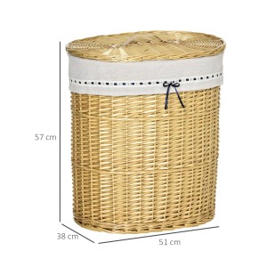 Geflochtener HOMCOM Wäschekorb mit Deckel und Wäschesack, naturfarben, 100L.