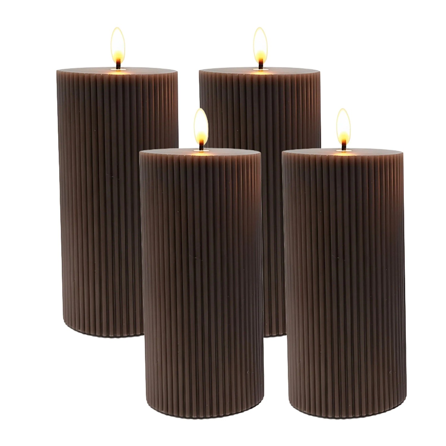Relaxdays LED Kerzen 4er Set Echtwachs Coffee Flackernd 18 cm