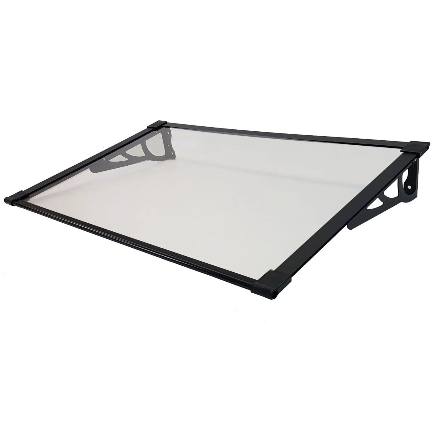 TRUTZHOLM Vordach 120 x 80 cm Haustürdach Pultvordach Kunststoff Alu Schwarz