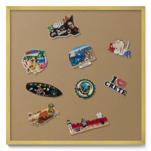 Tulup Magnettafel Blech Magnettafel für Sammlermagnete Farbe Dunkelgelb 50x50 cm Magnettafel für die Wand Gerahmt Goldrahmen