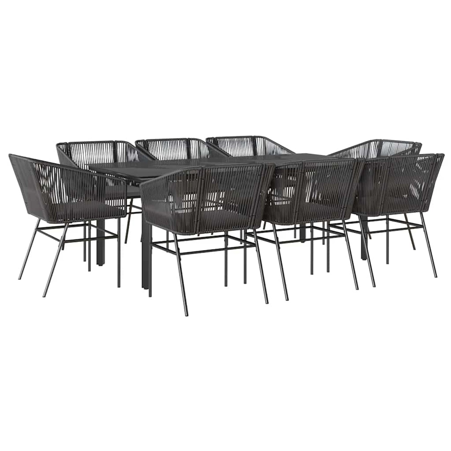 vidaXL 9-Tlg Garten-Essgruppe mit Kissen Schwarz Poly Rattan Glas 3334617 günstig online kaufen