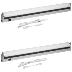 2er Set Oktaplex LED Unterbauleuchten, 90cm, Aluminium, schwenkbar, warmweiß, mit Schalter.