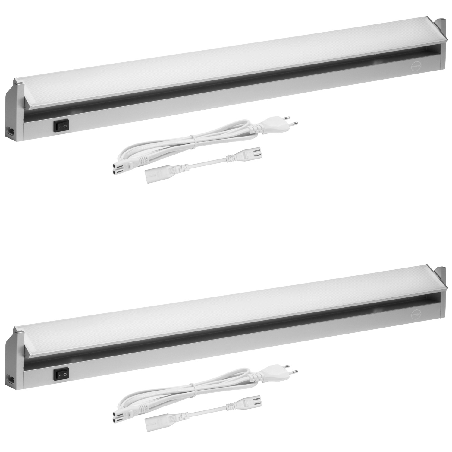 Oktaplex 2er Set LED Unterbauleuchte 90cm Aluminium Schwenkbar Warmweiß 230V mit Schalter