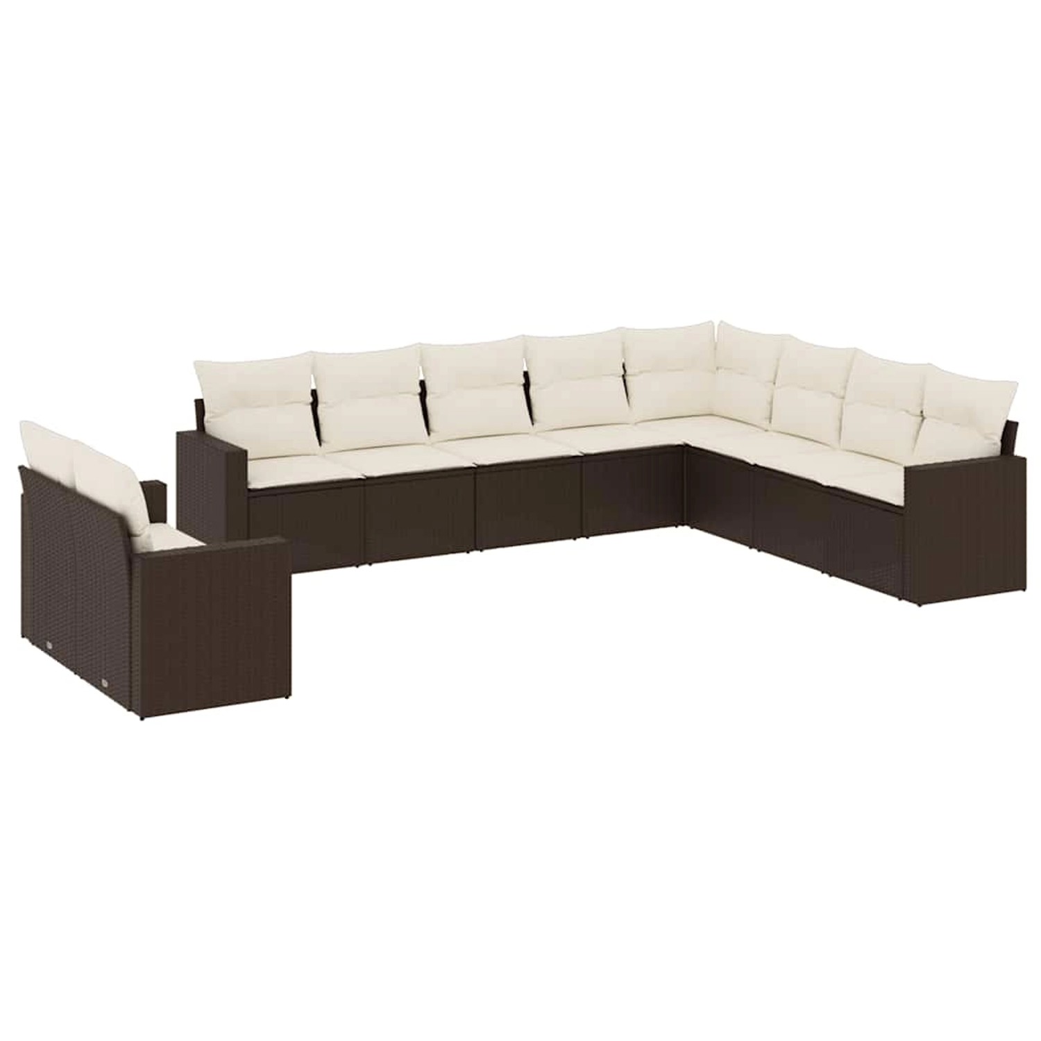 vidaXL 10-Tlg Garten-Sofagarnitur mit Kissen Braun Poly Rattan 3219163 günstig online kaufen