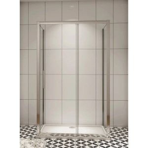U-Duschkabine 80x100x80 cm mit Schiebetür und Seitenwand aus 8mm Nano Glas.