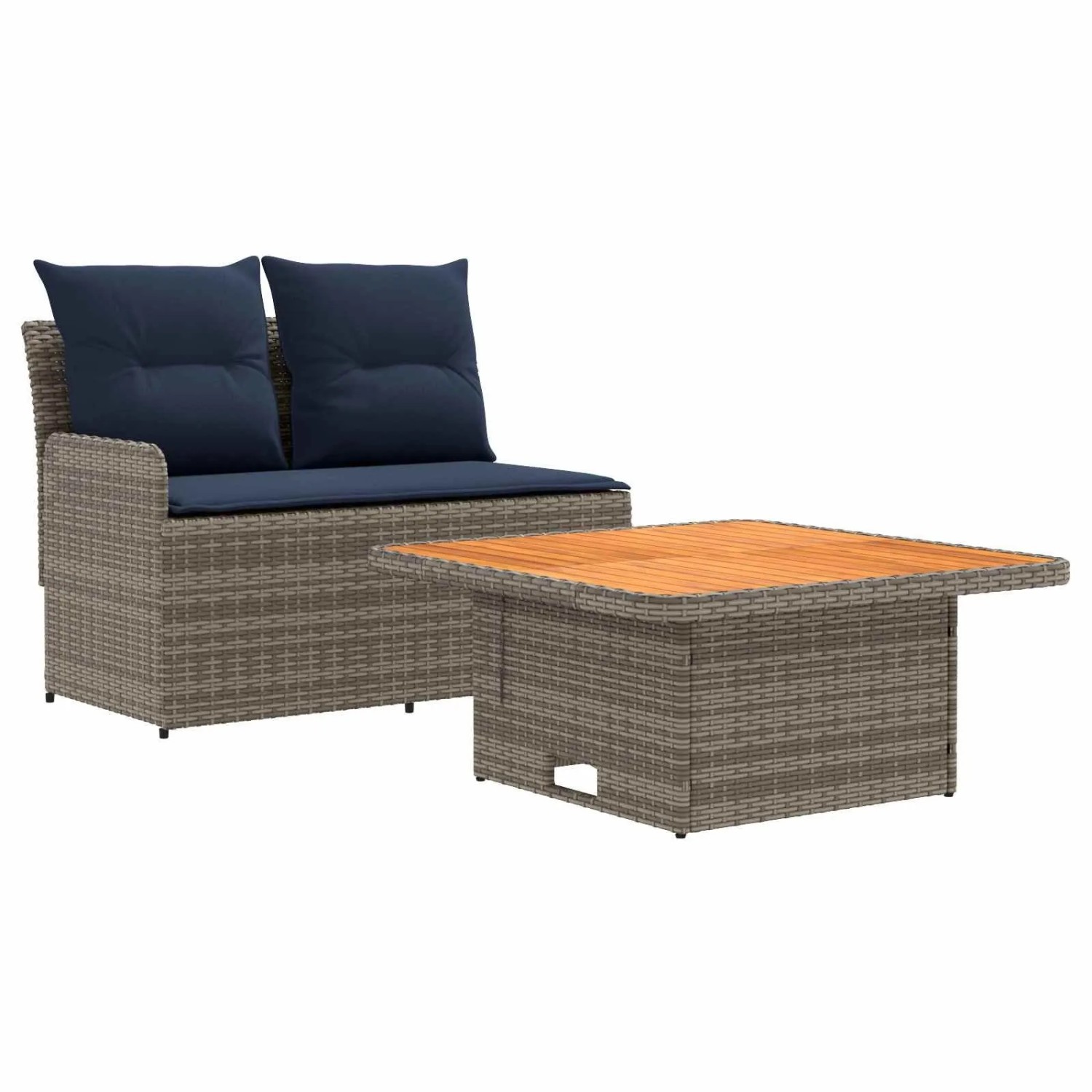vidaXL Garten Armlehnen Sofa mit Klapptisch 2 Stück PE-Rattan 42025381