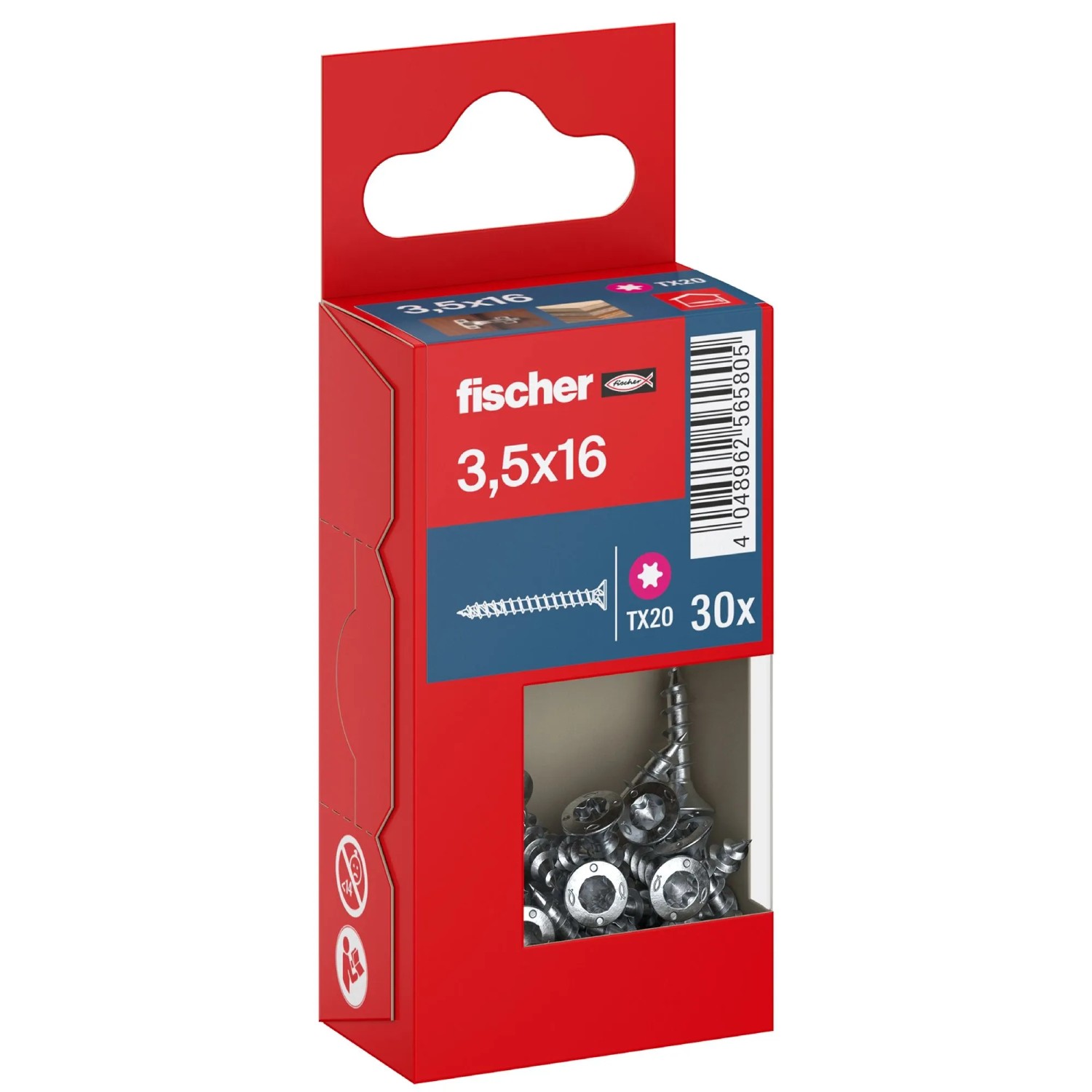 Fischer Schraube PowerFast II Senkkopf TX Vollgewinde Ø 3,5 x 16 mm 30 Stk