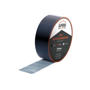 Daprona Butylband, 10m x 50mm, Alu schwarz. Dichtband für Reparaturen.
