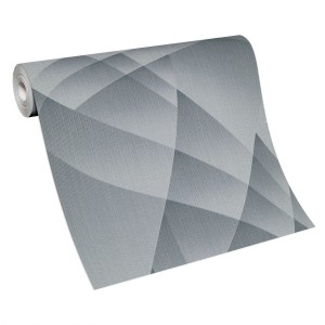 Guido Maria Kretschmer Vliestapete Lumina in Silber mit geometrischem Muster.