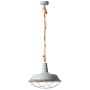 Betongraue Brilliant Pendelleuchte Rope mit Seilaufhängung und Metallschirm mit Käfig.