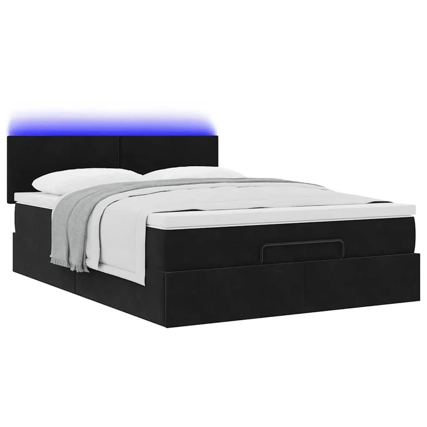 vidaXL Ottoman-Bett mit Matratze und LEDs Schwarz 140x190 cm Samt 3312550