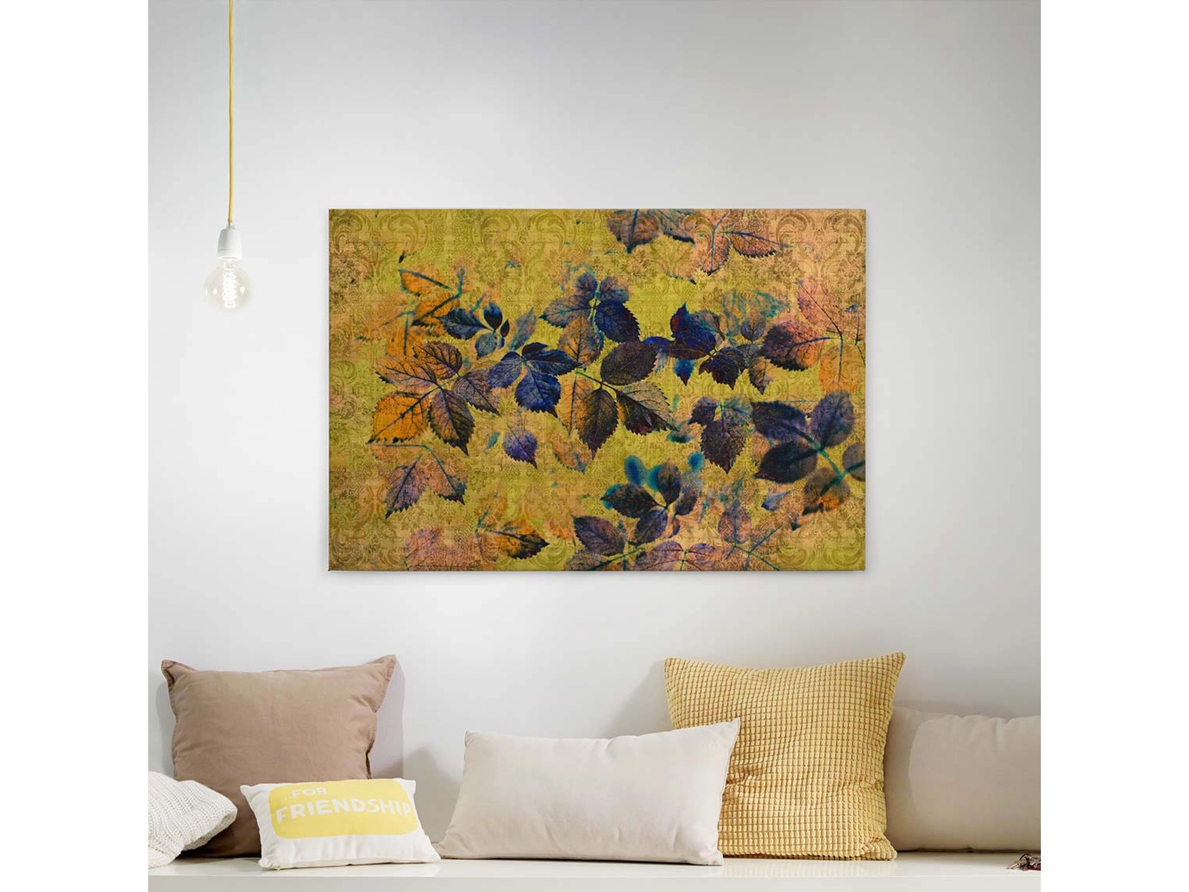 Produktbild von Wandbilder Wohnzimmer XXL Abstrakt Bild 100x40 Cm Kunstdruck Deko Orange Grau