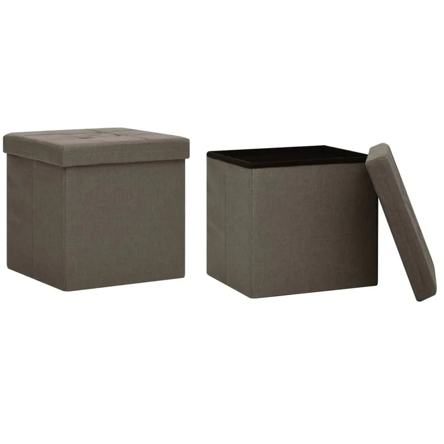 vidaXL Hocker mit Stauraum 2 Stk Braun Leinenoptik 338774