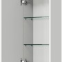 Pelipal Bad-Hängeschrank Trentino, Weiß Hochglanz, 30 cm breit, mit offenen Tür und zwei Glasböden.