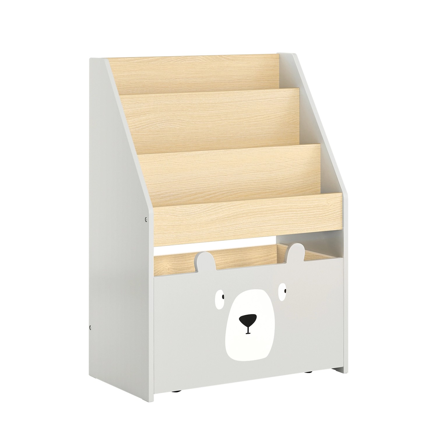 SoBuy Bücherregal Kinderregal mit 3 Ablagefächern und 1 Spielzeugtruhe KMB1 günstig online kaufen