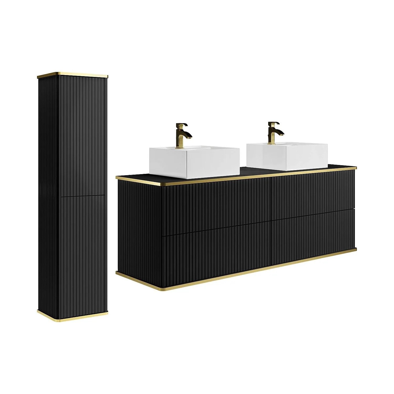 Vente-unique Badmöbel-Set Keliza Schwarz 120 cm